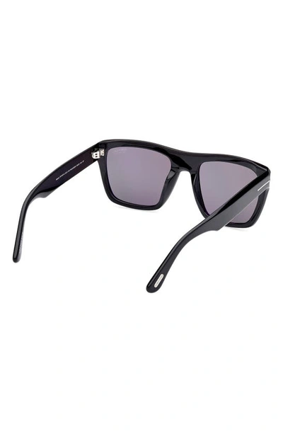 Shop Tom Ford Alberto 55mm Polarized Square Sunglasses In Shiny Black / Polarized Smoke