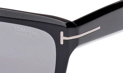 Shop Tom Ford Alberto 55mm Polarized Square Sunglasses In Shiny Black / Polarized Smoke