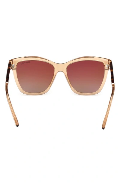 Shop Tom Ford Lucia 54mm Gradient Square Sunglasses In Beige Vintage Havana / Brown