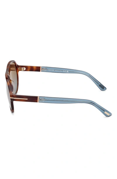 Shop Tom Ford Quincy 59mm Pilot Sunglasses In Shiny Havana / Brown To Blue