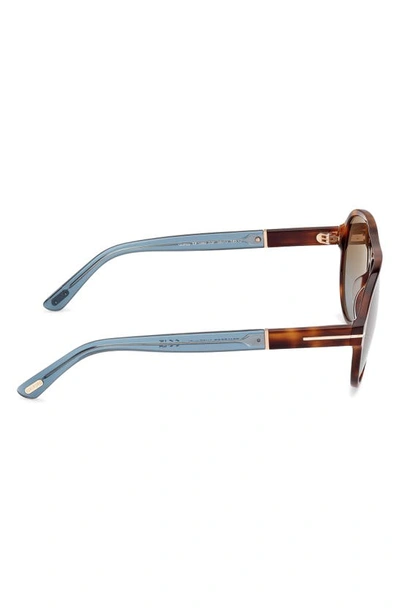 Tom Ford Men's Quincy Photochromic Aviator Sunglasses In Shiny Havana / Brown To Blue