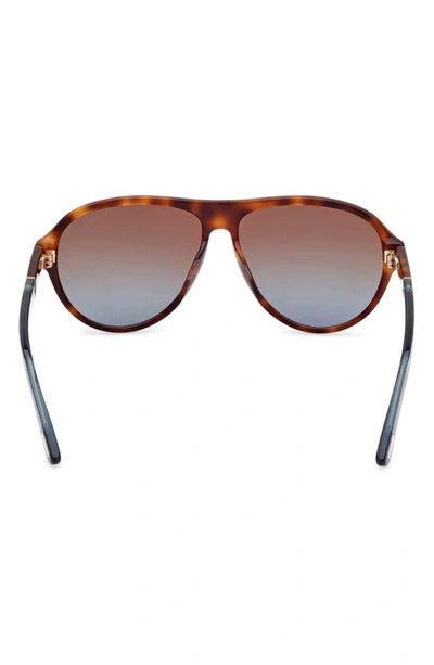 Shop Tom Ford Quincy 59mm Pilot Sunglasses In Shiny Havana / Brown To Blue