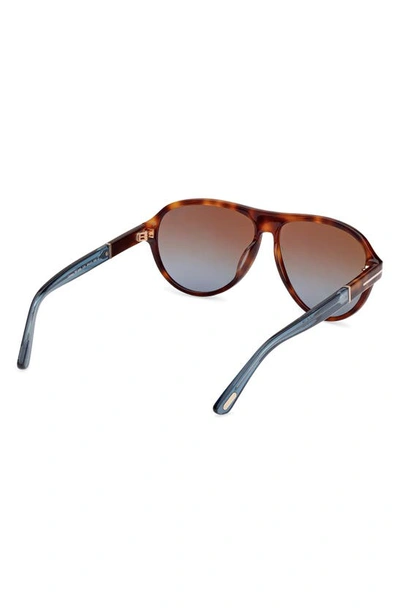 Shop Tom Ford Quincy 59mm Pilot Sunglasses In Shiny Havana / Brown To Blue