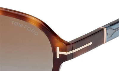 Shop Tom Ford Quincy 59mm Pilot Sunglasses In Shiny Havana / Brown To Blue