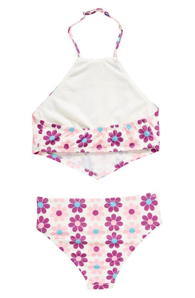 Shop Miken Swim Kids' Floral Two-piece Swimsuit In Vanilla Ice/ Dahlia