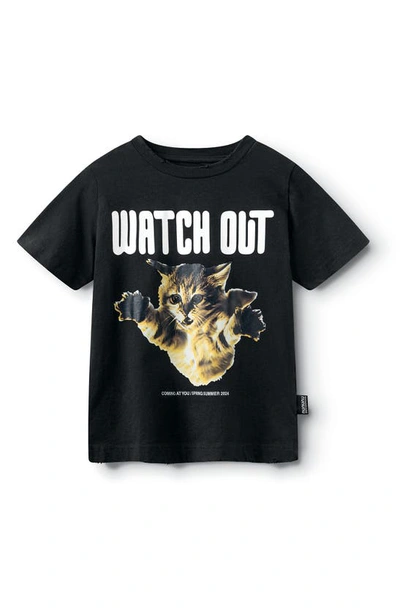 Shop Nununu Kids' Cat-a-tonic T-shirt In Black