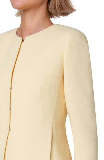 Shop Akris Ocello Short Wool Crepe Jacket In Yellow