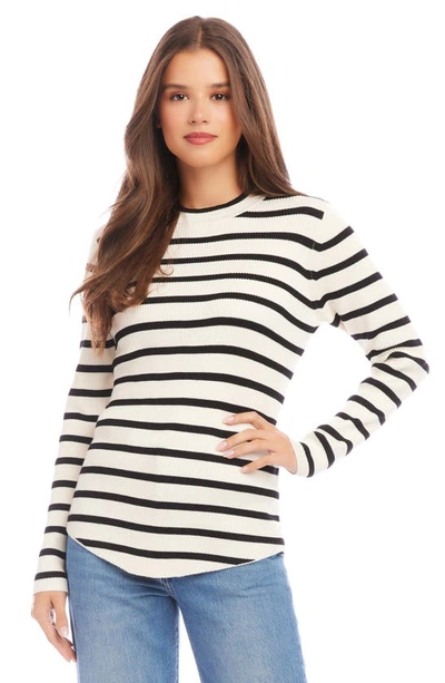 Shop Karen Kane Mariner Stripe Shirttail Sweater In Off White