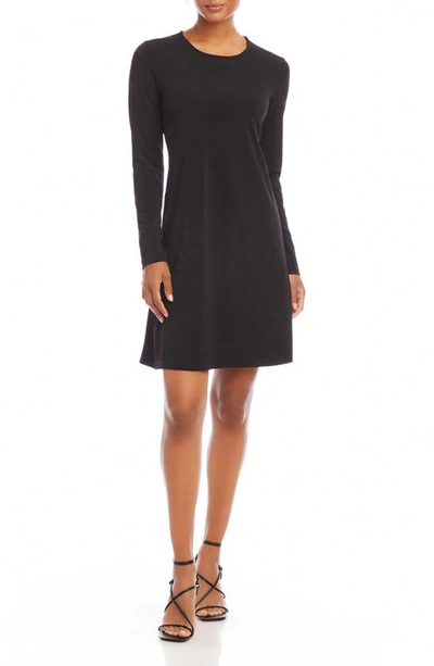 Shop Karen Kane Long Sleeve Jersey Minidress In Black
