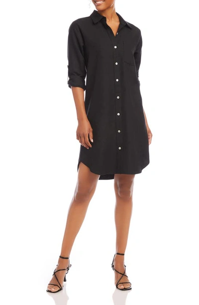 Shop Karen Kane Long Sleeve Shirtdress In Black