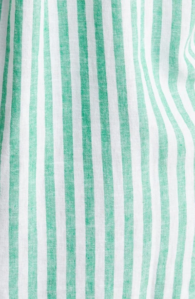 Shop Caslon Linen Blend Button-up Camp Shirt In Green Bright Katie Stripe