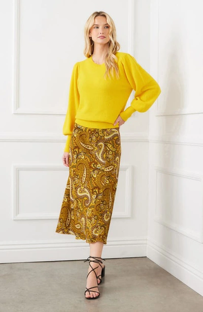 Shop Karen Kane Paisley Midi Skirt In Yellow