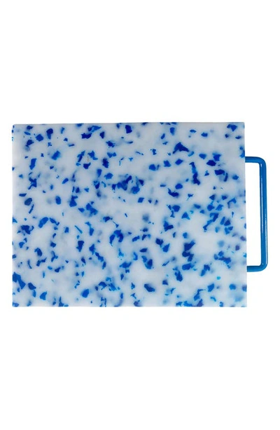 Shop Fredericks & Mae Large Confetti Cutting Board In Blue/ White