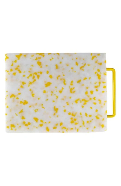 Shop Fredericks & Mae Large Confetti Cutting Board In Yellow/ White