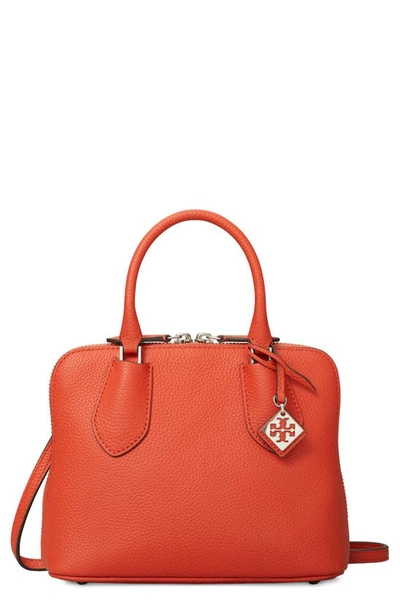 Shop Tory Burch Mini Leather Swing Crossbody Bag In Poppy Red