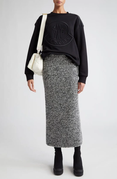 Shop Moncler Wool Blend Mouliné Sweater Skirt In Black
