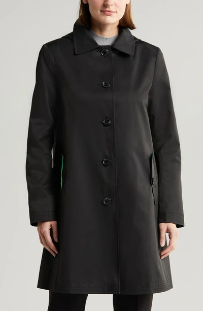 Shop Lauren Ralph Lauren Cotton Blend Coat With Removable Hood In Black