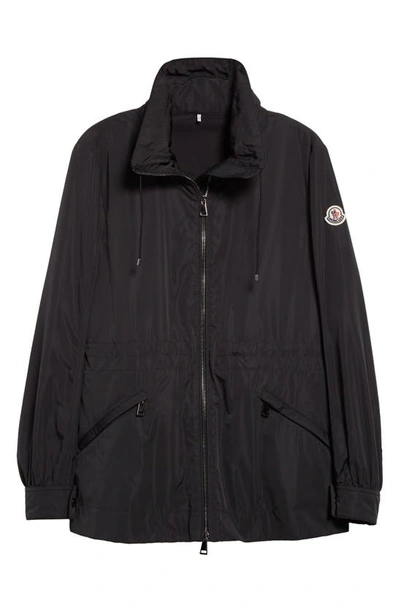 Moncler Logo Patch Windbreaker Jacket In Black