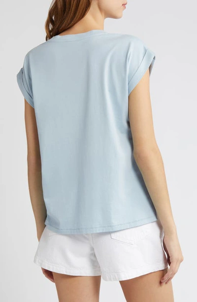 Shop Frame Easy Cotton V-neck T-shirt In Light Blue