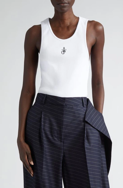 Shop Jw Anderson Anchor Logo Embroidered Tank In White