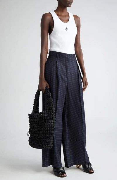 Jw Anderson Crew Neck Ribbed Sleeveless Top Straight Hem In White