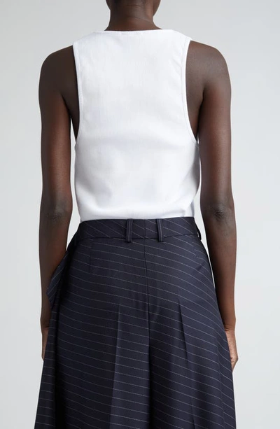 Jw Anderson Crew Neck Ribbed Sleeveless Top Straight Hem In White