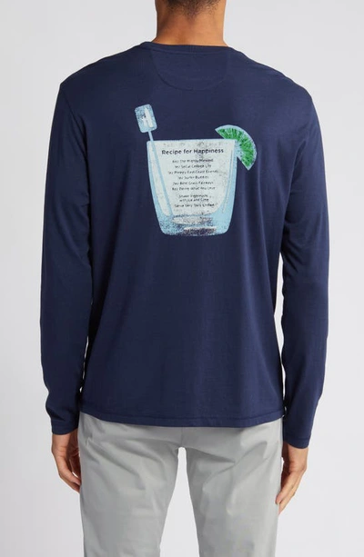 Shop Johnnie-o Recipe For Happiness Long Sleeve Pocket T-shirt In Navy