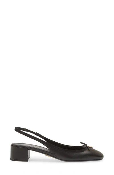 Shop Prada Triangle Logo Bow Slingback Pump In Black