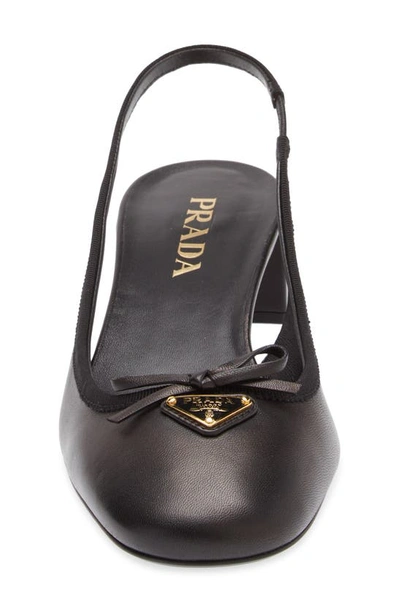Shop Prada Triangle Logo Bow Slingback Pump In Black