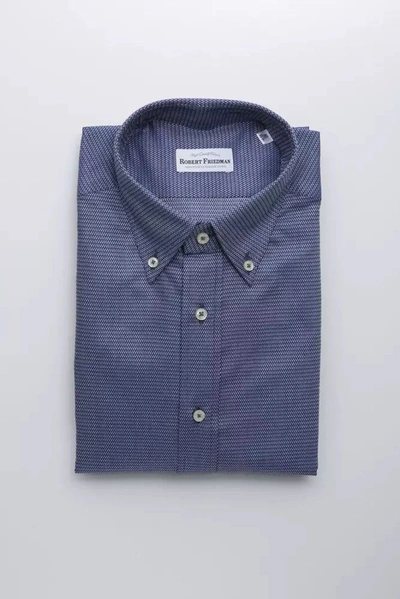 Shop Robert Friedman Cotton Men's Shirt In Blue