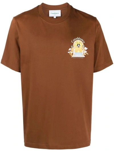 Shop Casablanca Studio De Musique Printed T-shirt Clothing In Brown