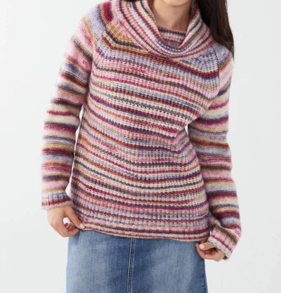Shop Fdj Cowl Raglan Sweater In Purple Space Dye In Multi