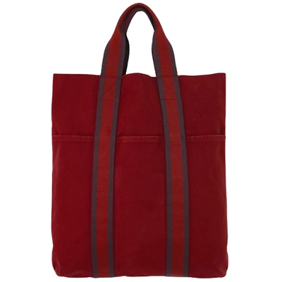 Shop Hermes Fourre Tout Canvas Tote Bag () In Red