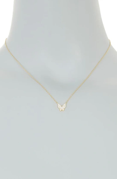 Shop Argento Vivo Sterling Silver Cz Pavé Butterfly Pendant Necklace In Gold