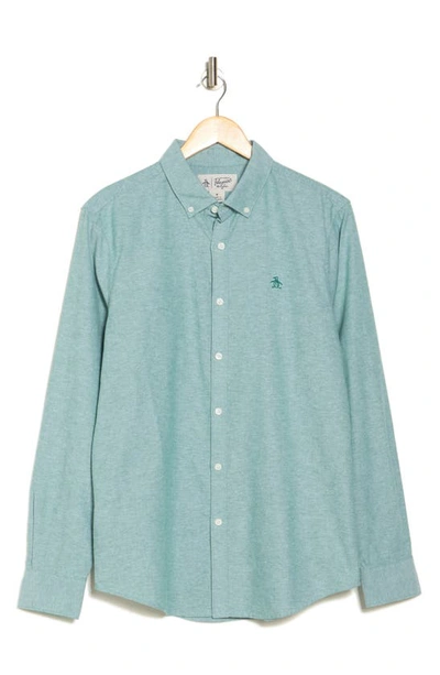 Shop Original Penguin Core Oxford Button-up Shirt In Antique Green