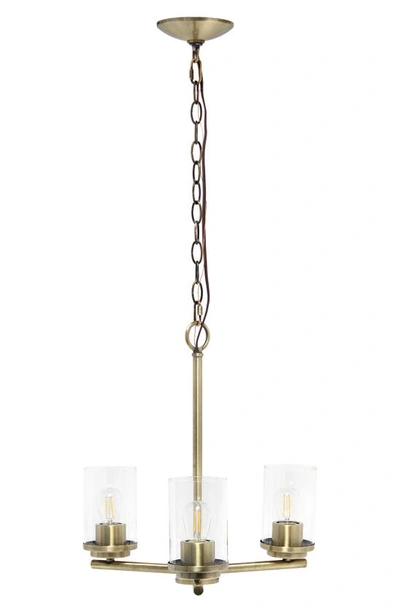 Shop Lalia Home Three Light Glass Shade Flush Mount Pendant Light In Antique Brass
