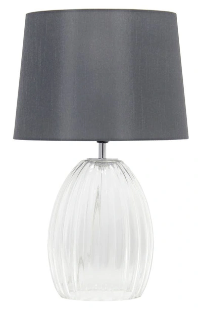 Shop Lalia Home Fluted Glass Table Lamp In Clear Glass/ Gray Shade