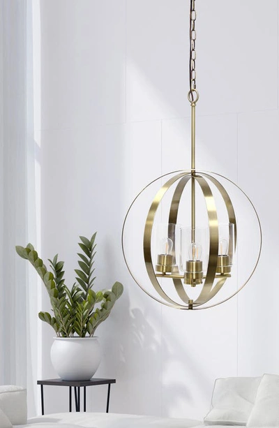 Shop Lalia Home Three Light Glass Shade Flush Mount Sphere Pendant Light In Antique Brass