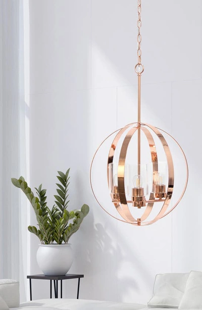 Shop Lalia Home Three Light Glass Shade Flush Mount Sphere Pendant Light In Rose Gold