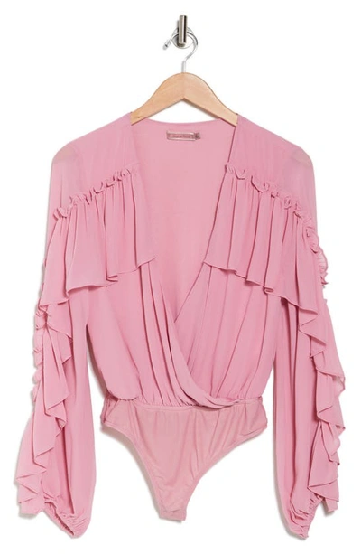 Shop Vici Collection Kailey Ruffle Bodysuit In Pink Mauve