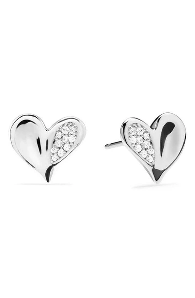 Shop Judith Ripka Sterling Silver Ero Diamond Pavé Heart Stud Earrings