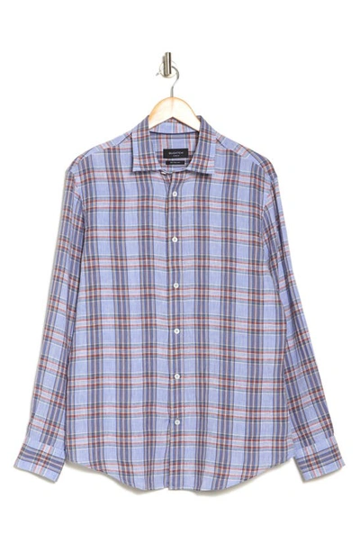 Shop Bugatchi Long Sleeve Stretch Linen Button-up Shirt In Sky