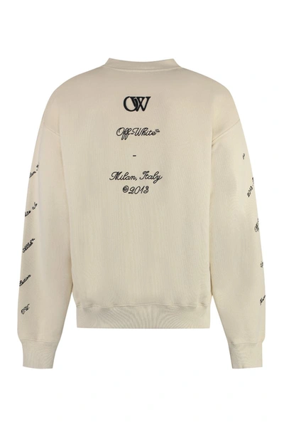 Shop Off-white Cotton Crew-neck Sweatshirt In Panna