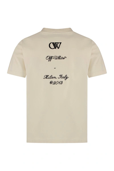 Shop Off-white Cotton Crew-neck T-shirt In Panna