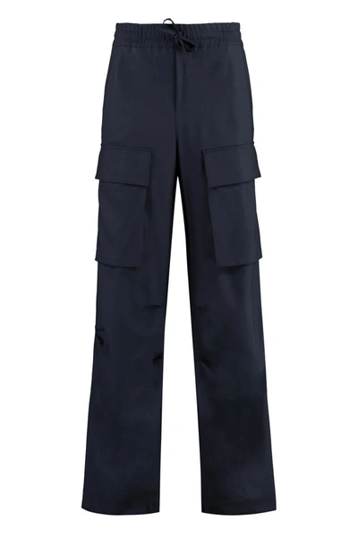 Shop P.a.r.o.s.h . Wool Cargo Trousers In Blue