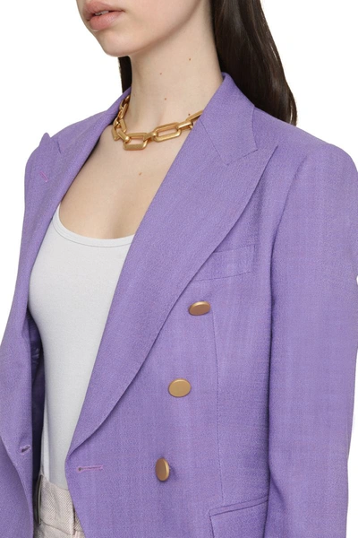 Shop Tagliatore J-alicya Double-breasted Jacket In Purple