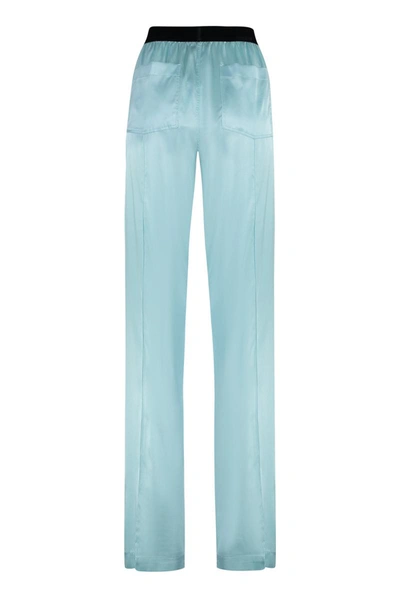 Shop Tom Ford Silk Trousers In Blue