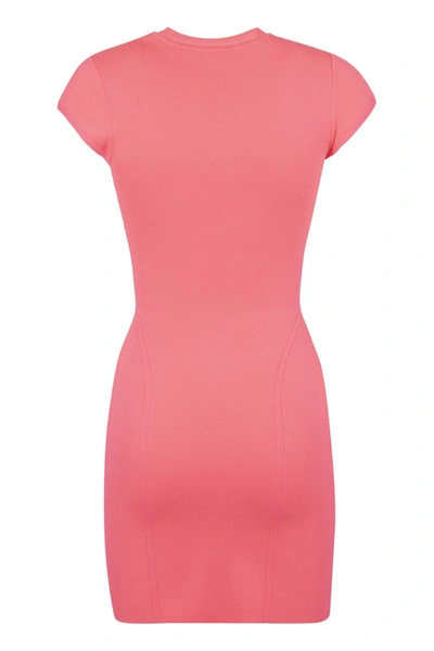 Shop Victoria Beckham Ribbed Knit Dress In Pink