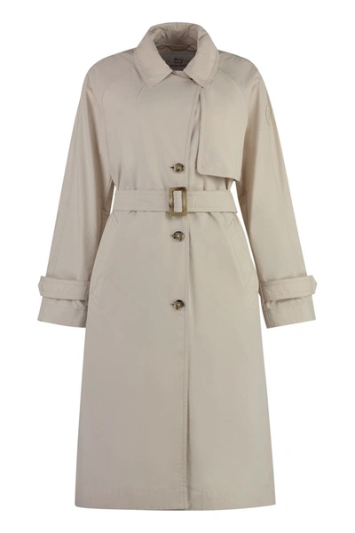 Shop Woolrich Techno Fabric Trench Coat In Beige