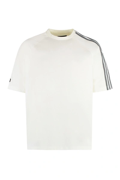 Shop Y-3 Adidas Cotton Crew-neck T-shirt In White
